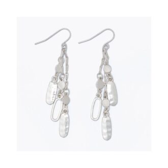 Hammered Silver Open Oval Multi Dangle Earrings