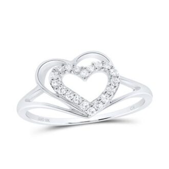 Double Heart Diamond Ring 1/8 ctw in 10K White Gold