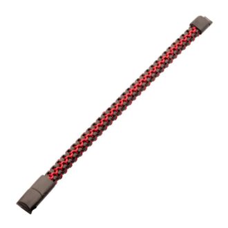 Inox Men's Matte Black IP Box Chain & Red Cord Bracelet