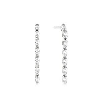 Ania Haie Sterling Silver Half-Bezel Oval CZ Drop Earrings