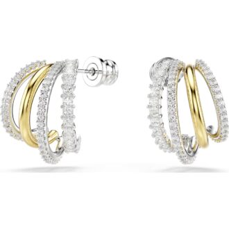 Hyperbola J Hook Hoop Earrings with 4 Rows of CZs