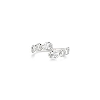 Ania Haie Silver Organic Pebble CZ Adjustable Bypass Ring