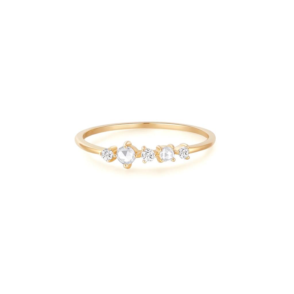 Anne Rose-Cut White Sapphire Ring in 14k Yellow Gold, Size 7