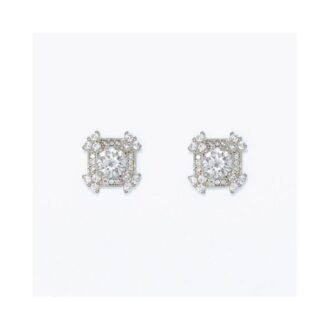 Silver Cubic Zirconia Inlay Stud Earrings