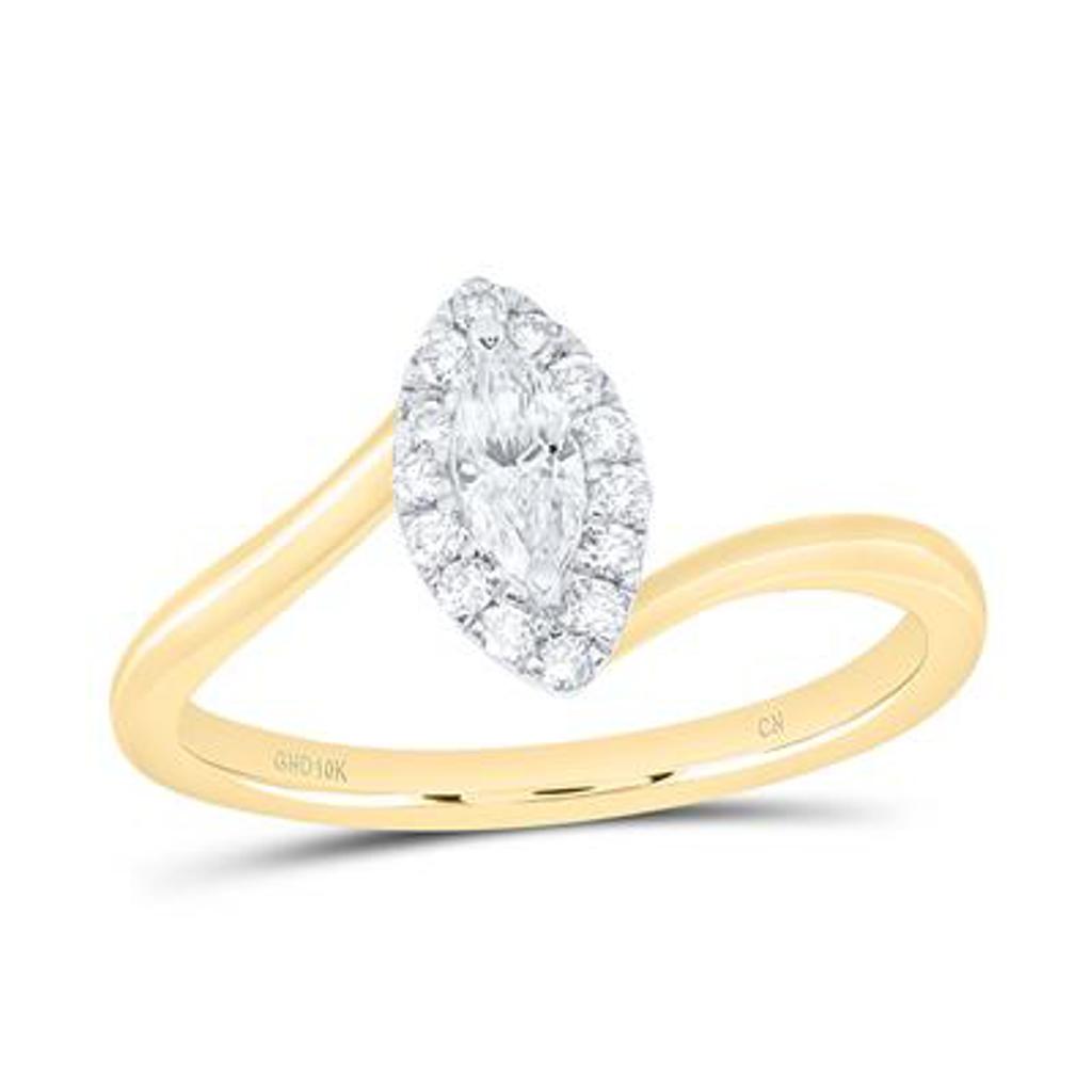 10K Yellow Gold 1/5ct Marquise Bypass Promise Ring