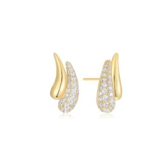 Ania Haie Yellow Gold-Plated CZ Duo Teardrop Stud Earrings