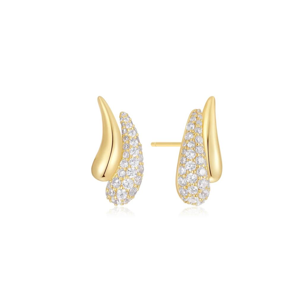 Ania Haie Yellow Gold-Plated CZ Duo Teardrop Stud Earrings