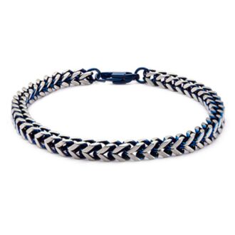 Inox Men's Blue IP Stainless Steel Franco Chain Set