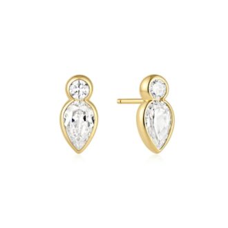 Ania Haie Gold-Plated Teardrop & Round CZ Stud Earrings