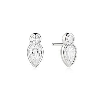 Ania Haie Sterling Silver Teardrop & Round CZ Stud Earrings