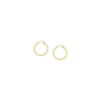 10K Yellow Gold Extra Small Round Tube Hoop Earrings 2mm