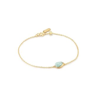 Ania Haie Bezel-Set Amazonite Bracelet in Yellow Gold Plate