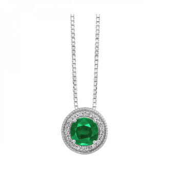 Halo Drop Necklace with .05ctw Round Diamonds in Sterling Silver