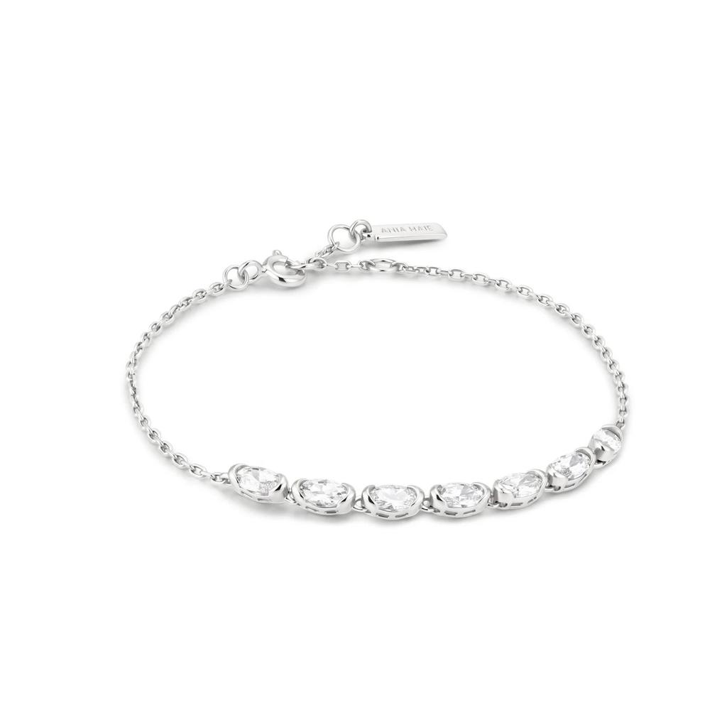 Ania Haie Silver Half-Bezel Oval CZ Half Tennis Bracelet