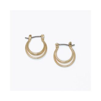 Yellow Polished Triple Row Huggie Hoop Earrings