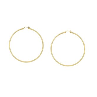 10K Yellow Gold Large Round Tube Hoop Earrings 40mm