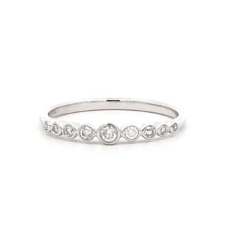 10K White Gold 9-Stone Bezel Diamond Stack Ring 1/6 CTW