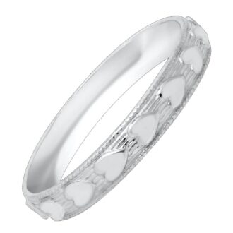 Children's Engraved Heart Band Ring in Sterling Silver