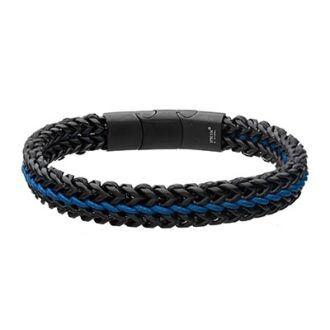 Inox Allegiance Stainless Steel Bracelet with Blue Wax Cord