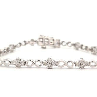 Sterling Silver 1/4ctw Diamond Infinity Station Bracelet 7in