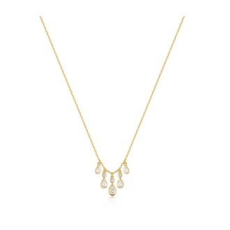 Ania Haie Yellow Gold-Plated Bezel Teardrop Cascade Necklace