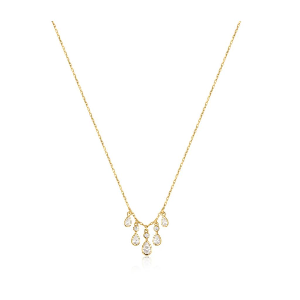 Ania Haie Yellow Gold-Plated Bezel Teardrop Cascade Necklace