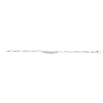 Sterling Silver 6" Engravable ID Bracelet with Figaro Chain