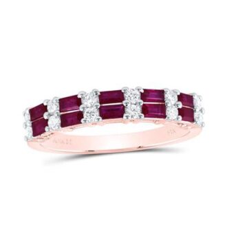 Wedding Band with Ruby and 1/4ctw Diamonds in 14k Rose Gold