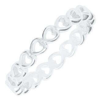 Sterling Silver Open Heart Eternity Band Ring