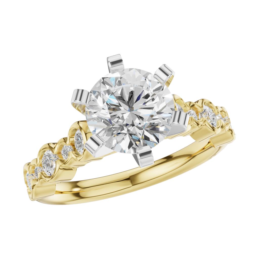 14k Yellow Gold Cathedral Semi-Mount with .50ctw Diamonds
