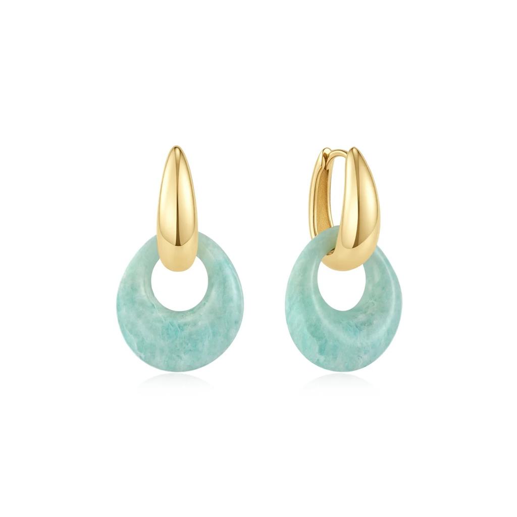 Ania Haie Gold Amazonite Pebble Drop Huggie Hoop Earrings