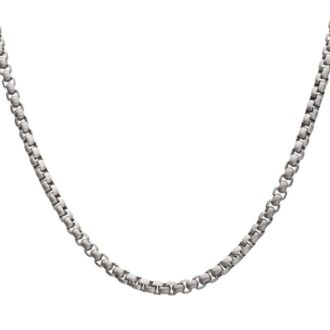 Inox 4mm Matte Titanium Box Chain Necklace, 22"