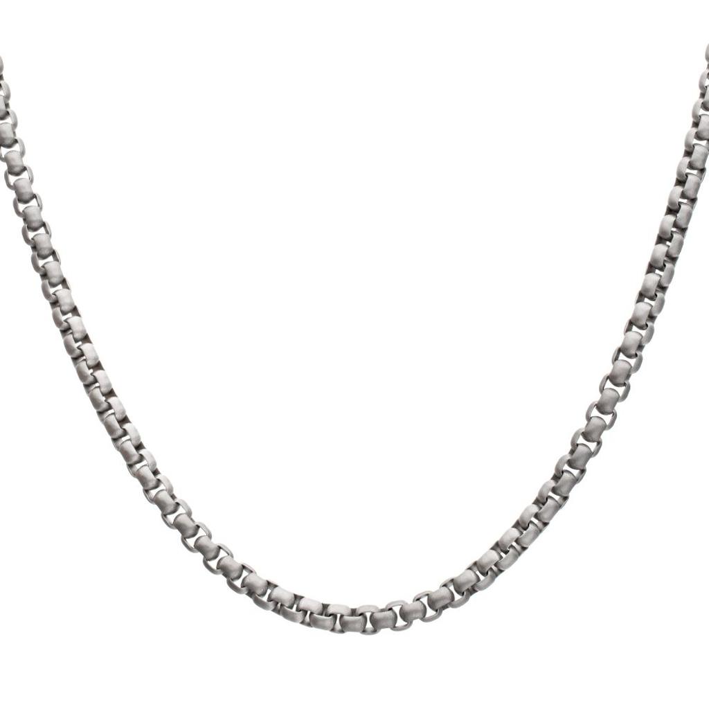 Inox 4mm Matte Titanium Box Chain Necklace, 22"