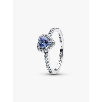 Pandora Cornflower Blue Heart Ring with Clear CZ