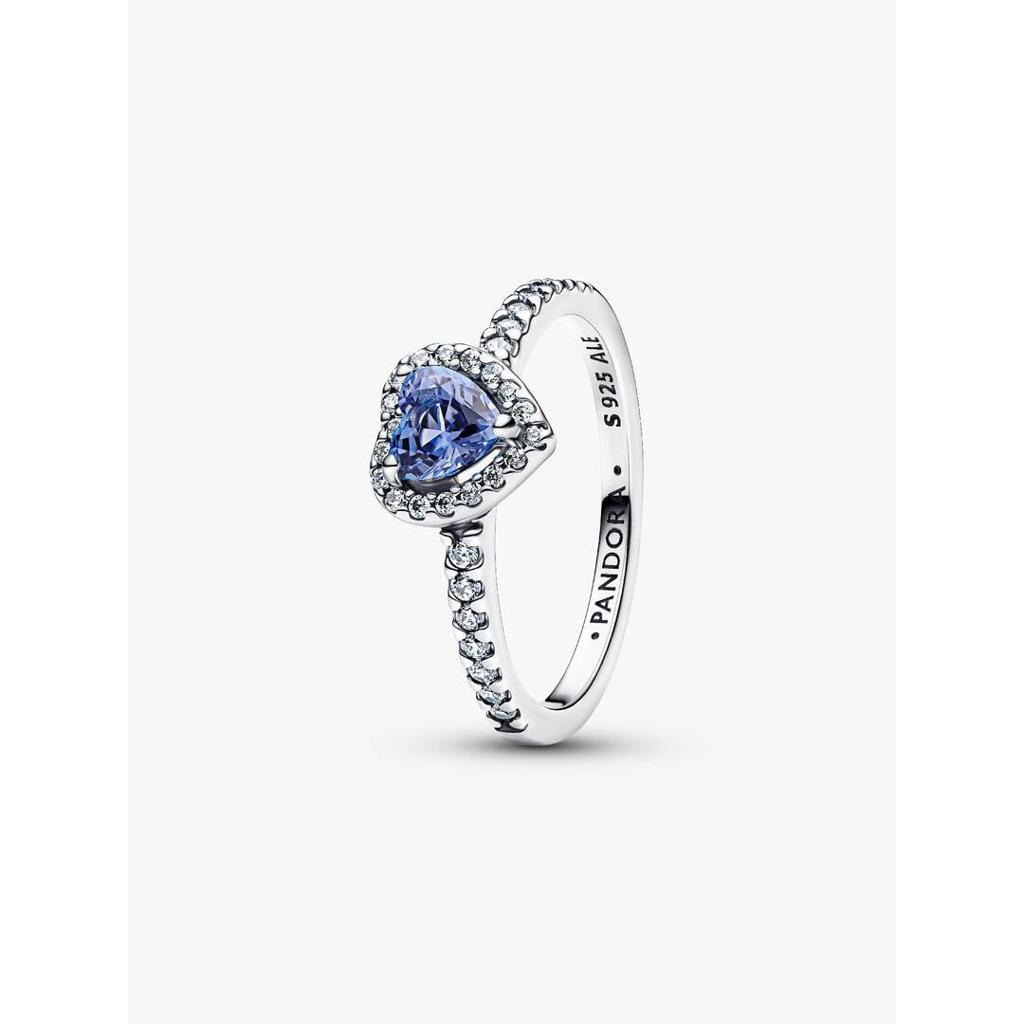 Pandora Cornflower Blue Heart Ring with Clear CZ