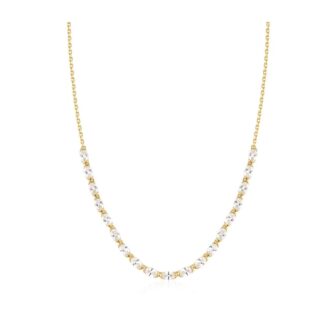 Ania Haie Yellow Gold-Plated Oval CZ Half Tennis Necklace