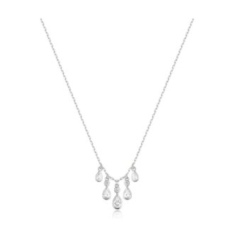 Ania Haie Silver Bezel Round & Teardrop Cascade Necklace