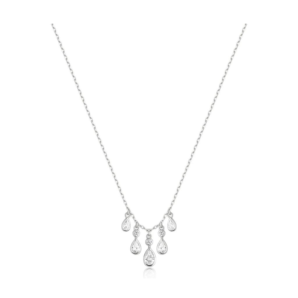 Ania Haie Silver Bezel Round & Teardrop Cascade Necklace