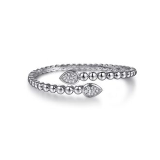 Gabriel Bujukan White Sapphire Bypass Bangle, Silver
