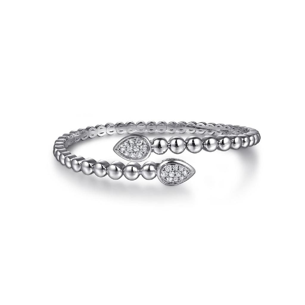 Gabriel Bujukan White Sapphire Bypass Bangle, Silver
