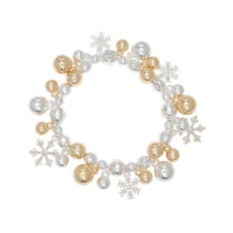 Silver and Gold Snowflake Bead Bracelet