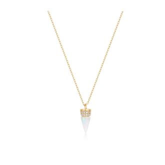 Loretta Opal Necklace, .17ctw Lab Diamonds, 14k Yellow Gold