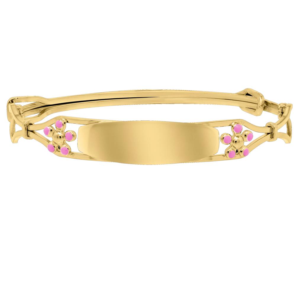 14k Gold-Filled Pink Enamel Flower Adjustable Bracelet