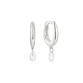 Ania Haie Silver Teardrop Dangle Huggie Hoop Earrings