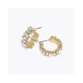 Yellow Baguette Crystal Hoop Earrings