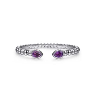 Gabriel Bujukan Pear Amethyst Bangle in Sterling Silver