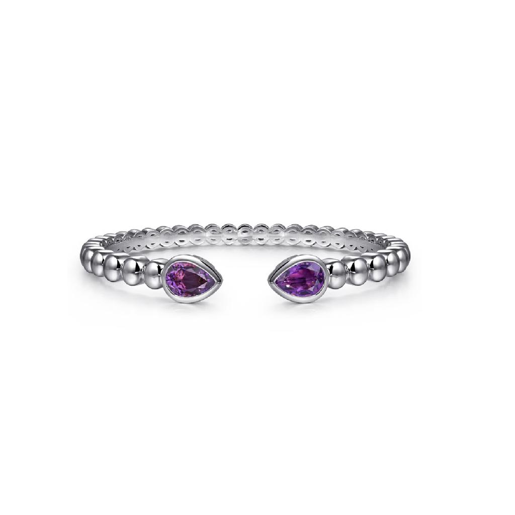 Gabriel Bujukan Pear Amethyst Bangle in Sterling Silver