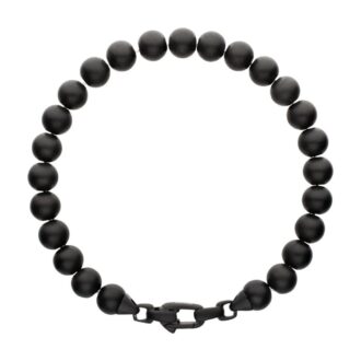 Inox Men's 8mm Matte Black IP Steel Beaded Bracelet