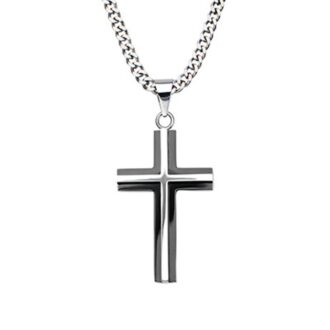 Inox Men's 3D Cross Pendant in Black IP Stainless Steel