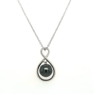 9-10mm Tahitian Pearl Infinity Necklace in Sterling Silver